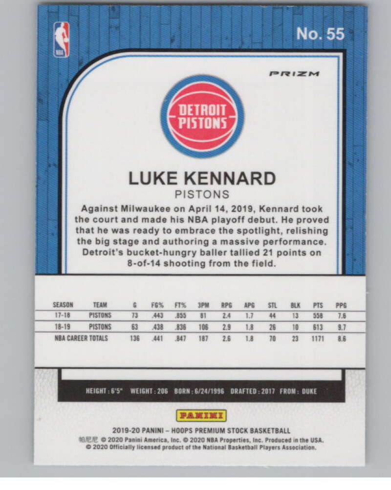 2019-20  Hoops Premium Stock  Purple Disco Prizm #55 Luke Kennard  V103039 Image 2