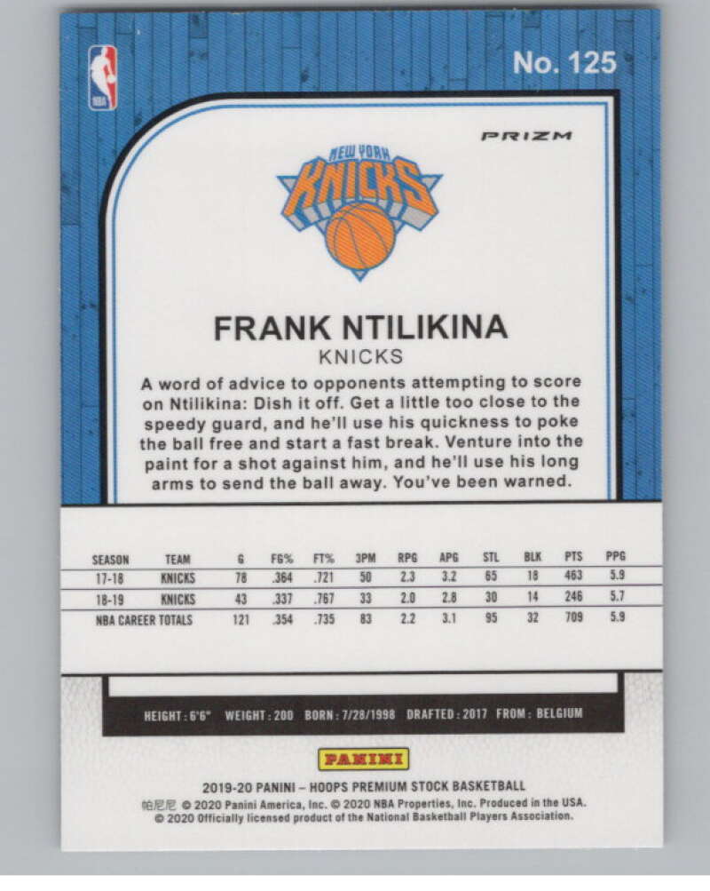 2019-20  Hoops Premium Stock  Purple Disco Prizm #125 Frank Ntilikina  V103045 Image 2