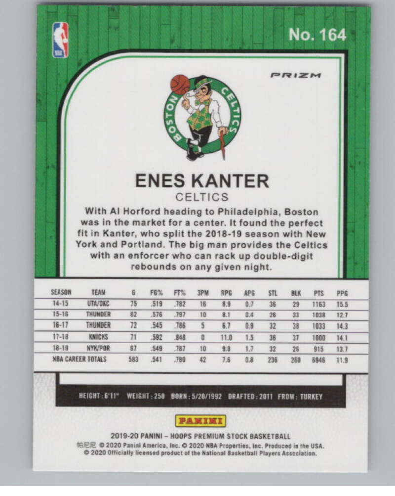 2019-20  Hoops Premium Stock  Purple Disco Prizm #164 Enes Kanter  V103050 Image 2
