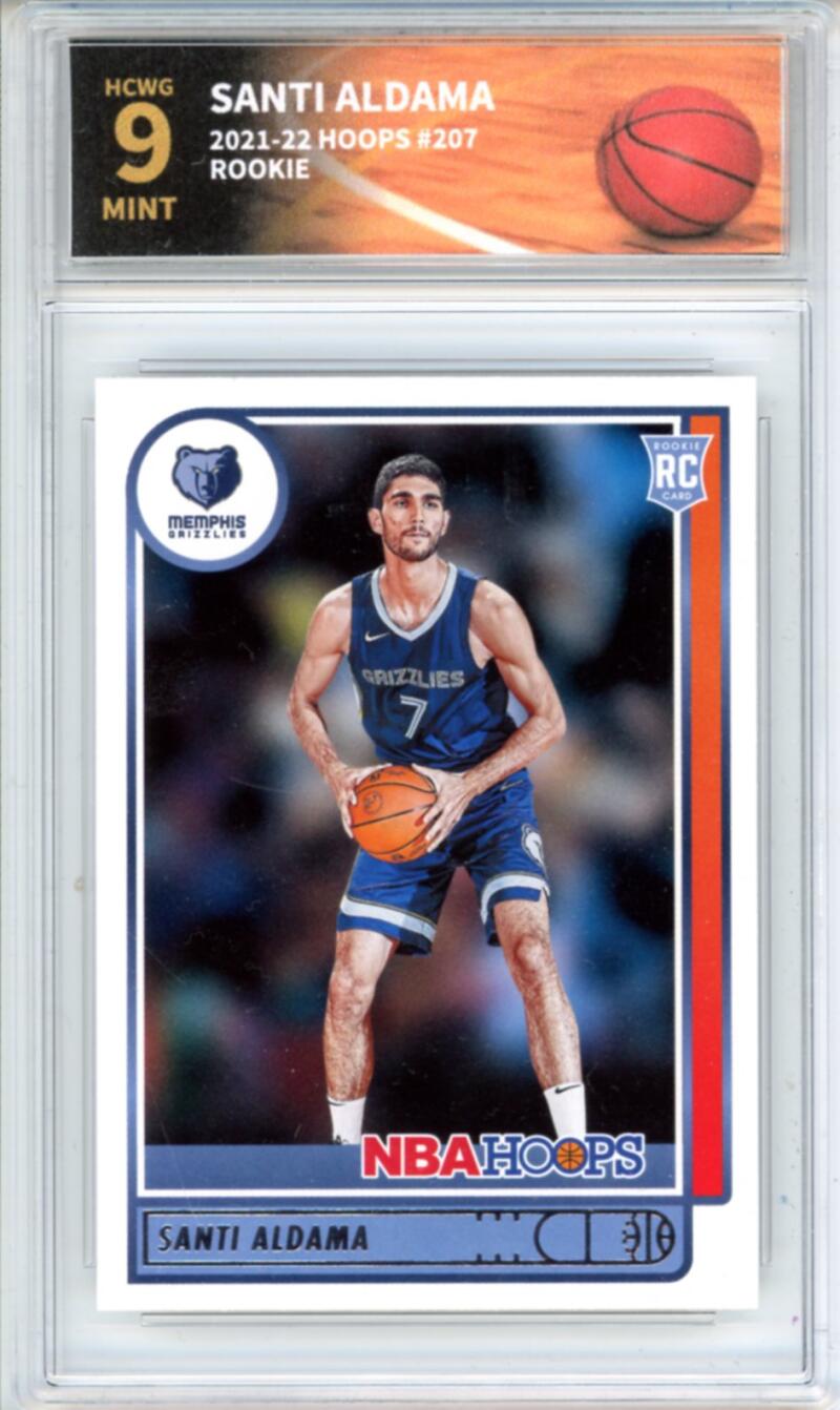 2021-22 Hoops #207 Santi Aldama RC Rookie Basketball - Graded HCWG 9 Image 1