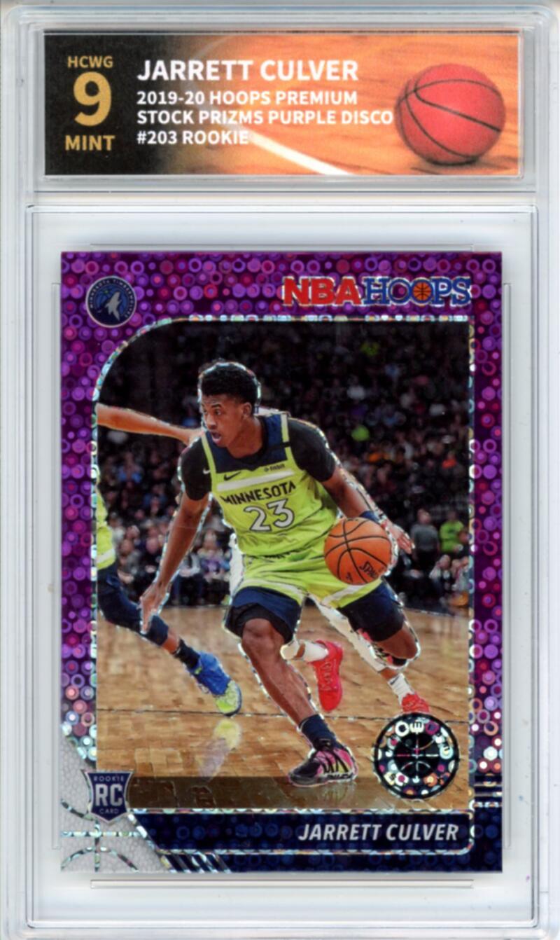 2019-20 Hoops Premium Purple Disco #203 Jarrett Culver RC Rookie Graded HCWG 9 Image 1