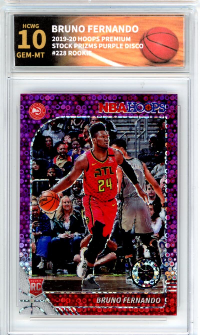 2019-20 Hoops Premium Purple Disco #228 Bruno Fernando Rookie Graded HCWG 10 Image 1