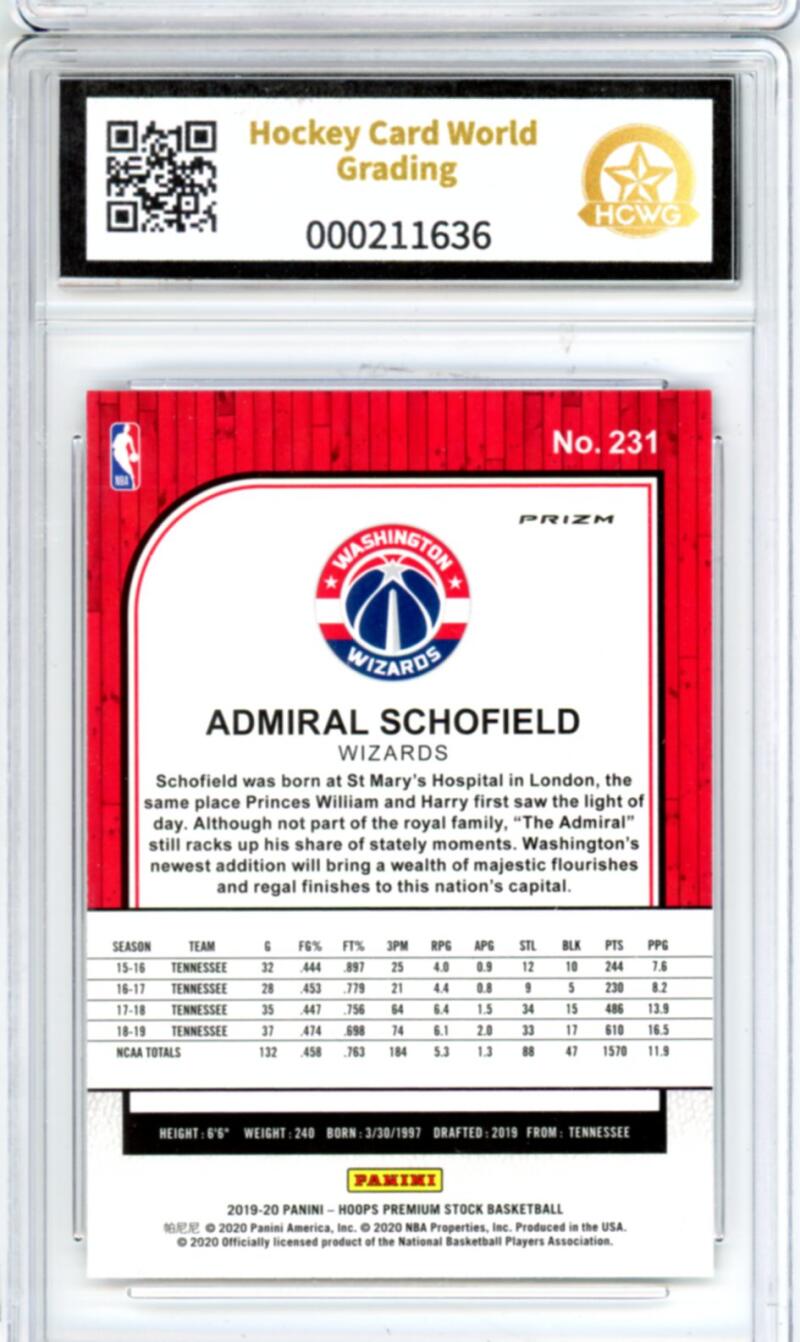 2019-20 Hoops Premium Purple Disco #231 Admiral Schofield Rookie Graded HCWG 9 Image 2