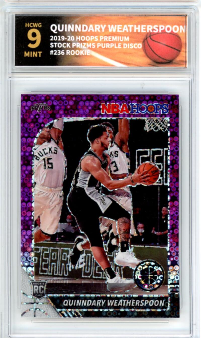 2019-20 Hoops Premium Purple Disco #236 Quinndary Weatherspoon Rookie Graded HCWG 9 Image 1
