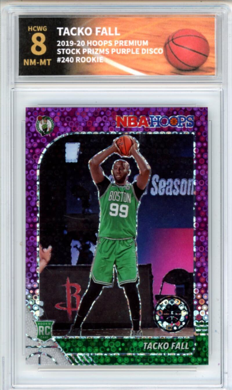 2019-20 Hoops Premium Purple Disco #240 Tacko Fall Rookie Graded HCWG 8 Image 1
