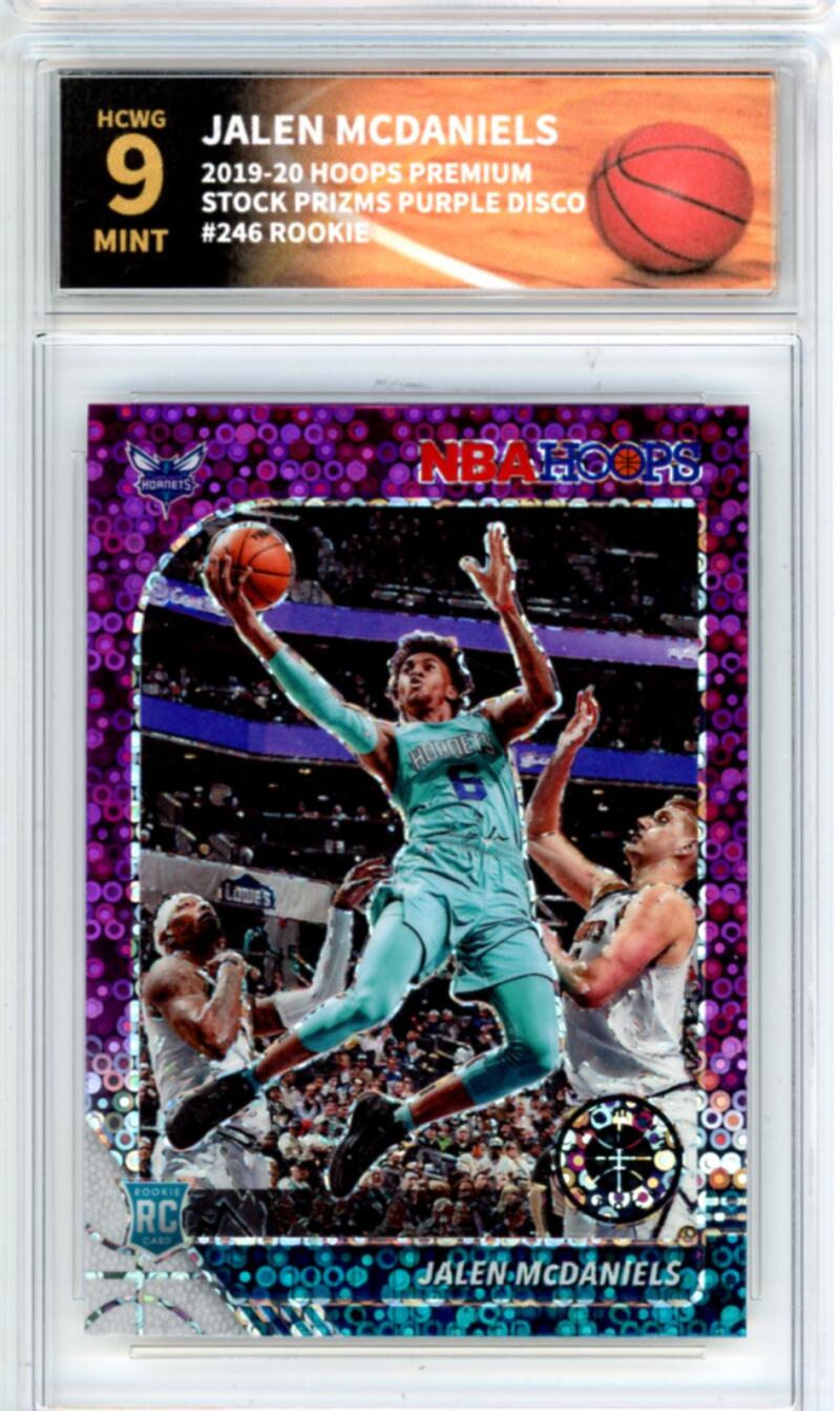 2019-20 Hoops Premium Purple Disco #246 Jalen McDaniels Rookie Graded HCWG 9 Image 1