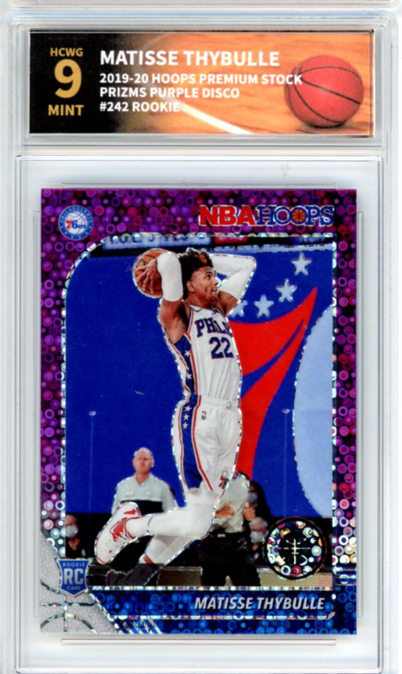 2019-20 Hoops Premium Purple Disco #242 Matisse Thybulle Rookie Graded HCWG 9 Image 1
