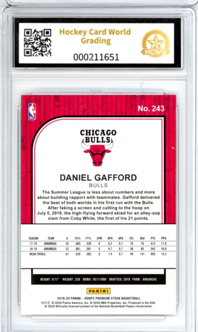 2019-20 Hoops Premium Silver #243 Daniel Gafford RC Rookie Graded HCWG 9 Image 2