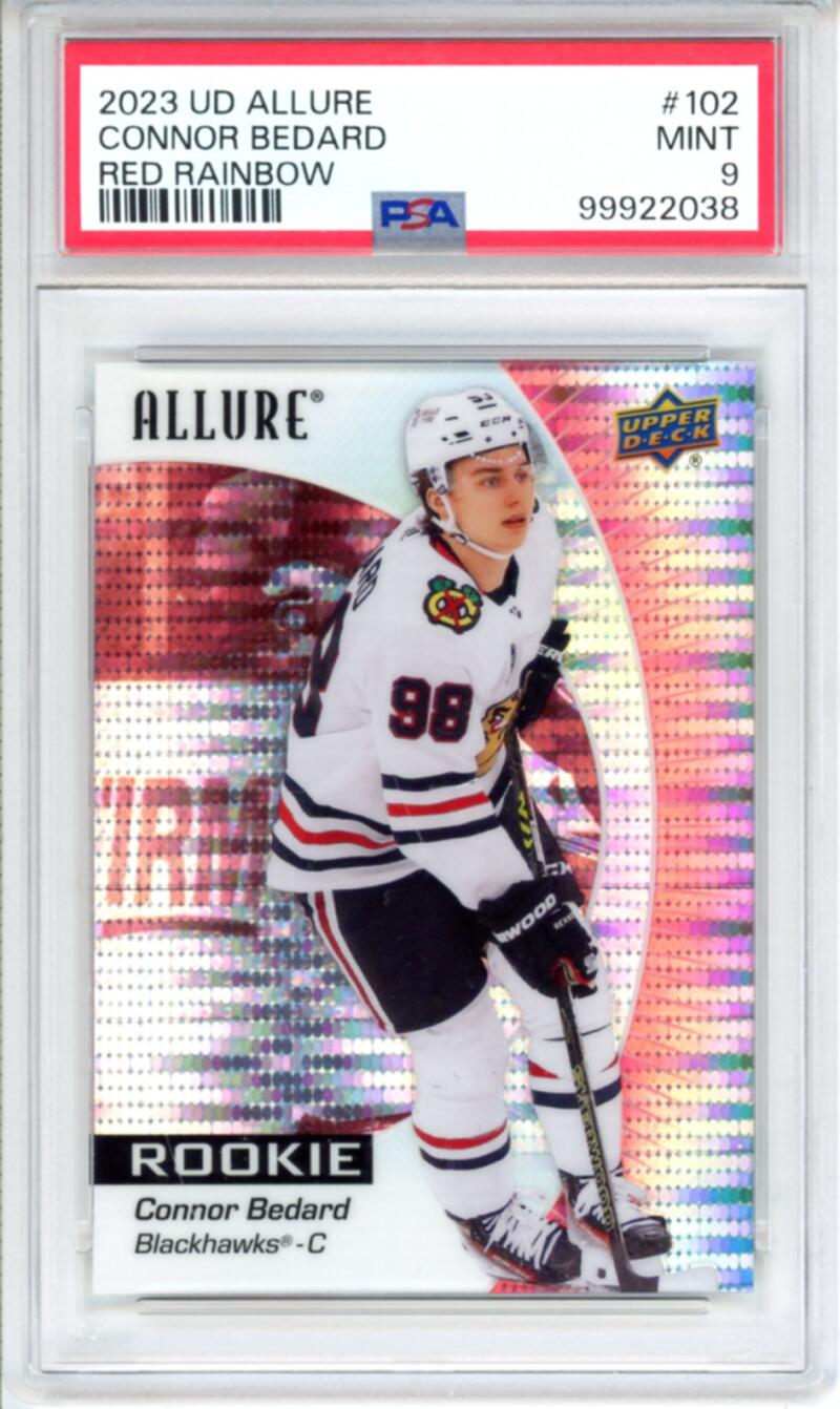 2023-24 UD Allure Red Rainbow #102 Connor Bedard RC Rookie Hockey - PSA 9 Image 1