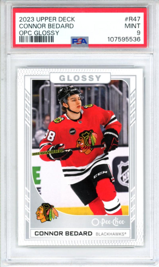 2023-24 Upper Deck OPC Glossy #R47 Connor Bedard RC Rookie Hockey - PSA 9 Image 1