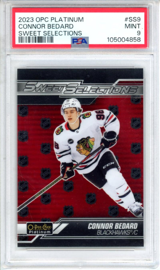 2023-24 OPC Platinum Sweet Selections Connor Bedard RC Rookie Hockey - PSA 9 Image 1