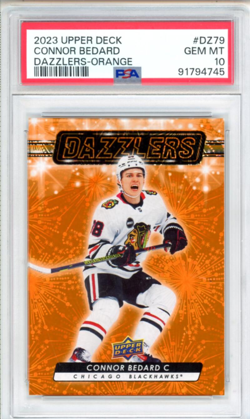 2023-24 Upper Deck Dazzlers Orange Connor Bedard RC Rookie Hockey - PSA 10 Image 1