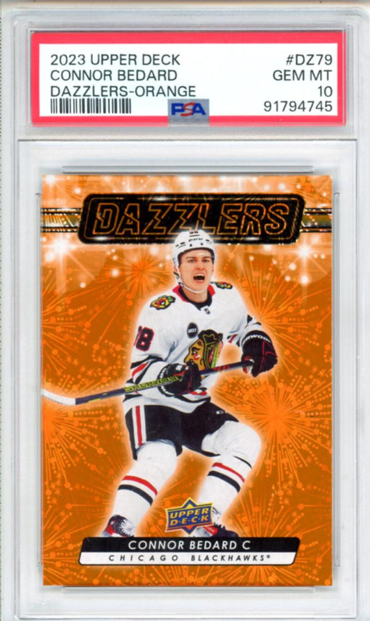 2023-24 Upper Deck Dazzlers Orange Connor Bedard RC Rookie Hockey - PSA 10 Image 1