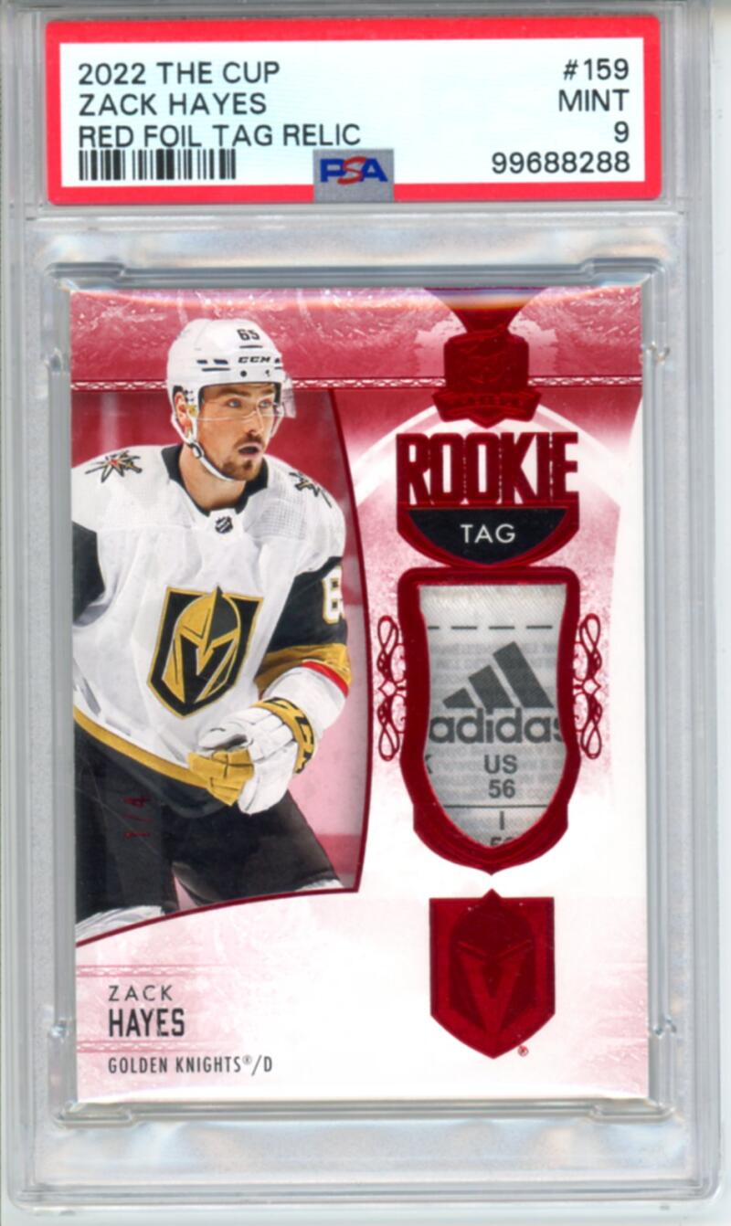 2022-23 The Cup Red Foil Tag #159 Zack Hayes Patch Auto Rookie 1/4 Hockey PSA 9 Image 1