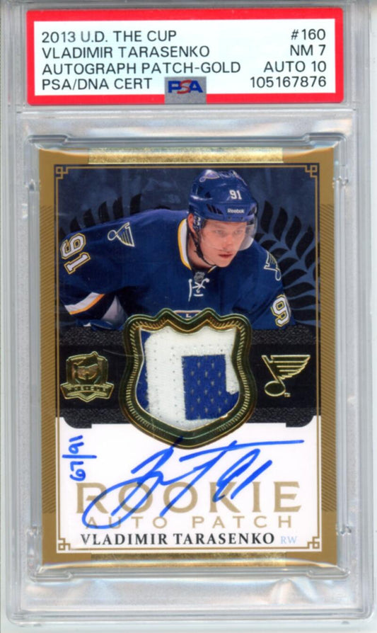 2013-14 The Cup Gold #160 Vladimir Tarasenko Patch Auto Rookie 67/91 Hockey PSA 7 Image 1
