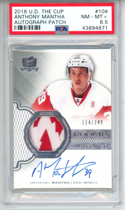 2016-17 The Cup #104 Anthony Mantha Patch Auto Rookie 114/249 RC Hockey PSA 8.5  Image 1