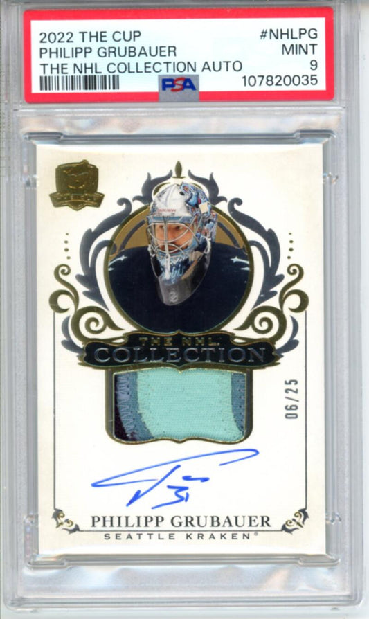 2022-23 The Cup Collection Philipp Grubauer Patch Auto 6/25 Hockey PSA 9 Image 1