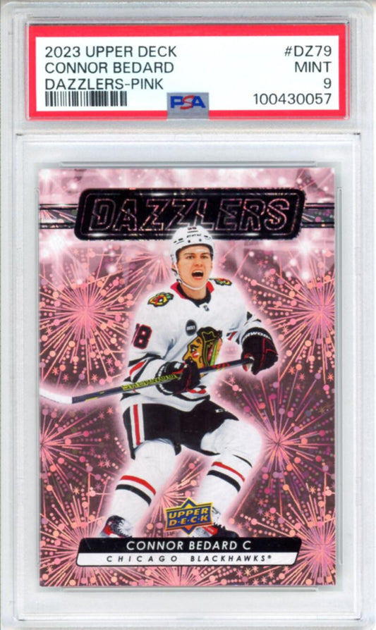 2023-24 Upper Deck Dazzlers Pink Connor Bedard RC Rookie Hockey - PSA 9 Image 1