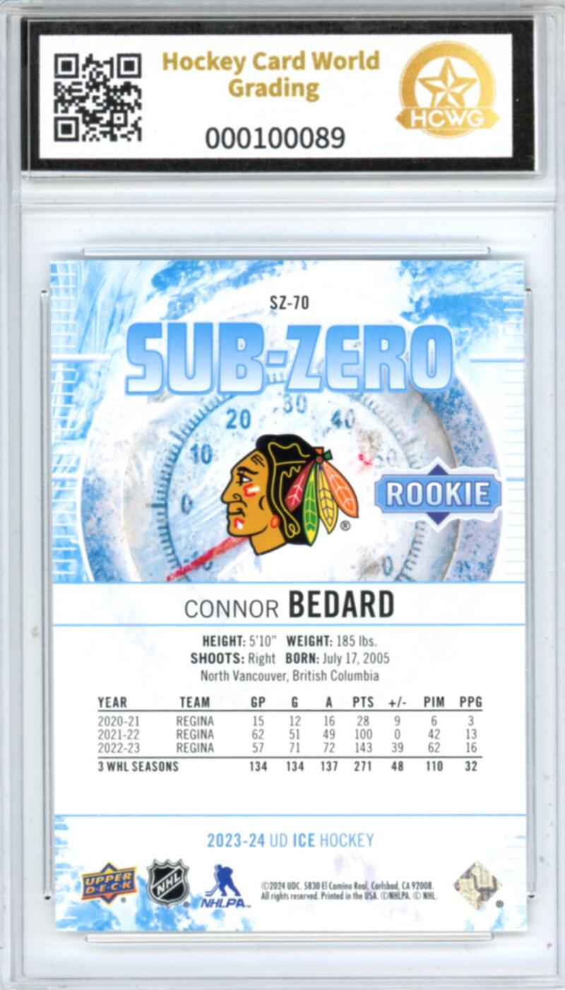 2023-24 Upper Deck Ice Sub Zero #SZ70 Connor Bedard 271/599 Rookie RC HCWG 9   Image 2