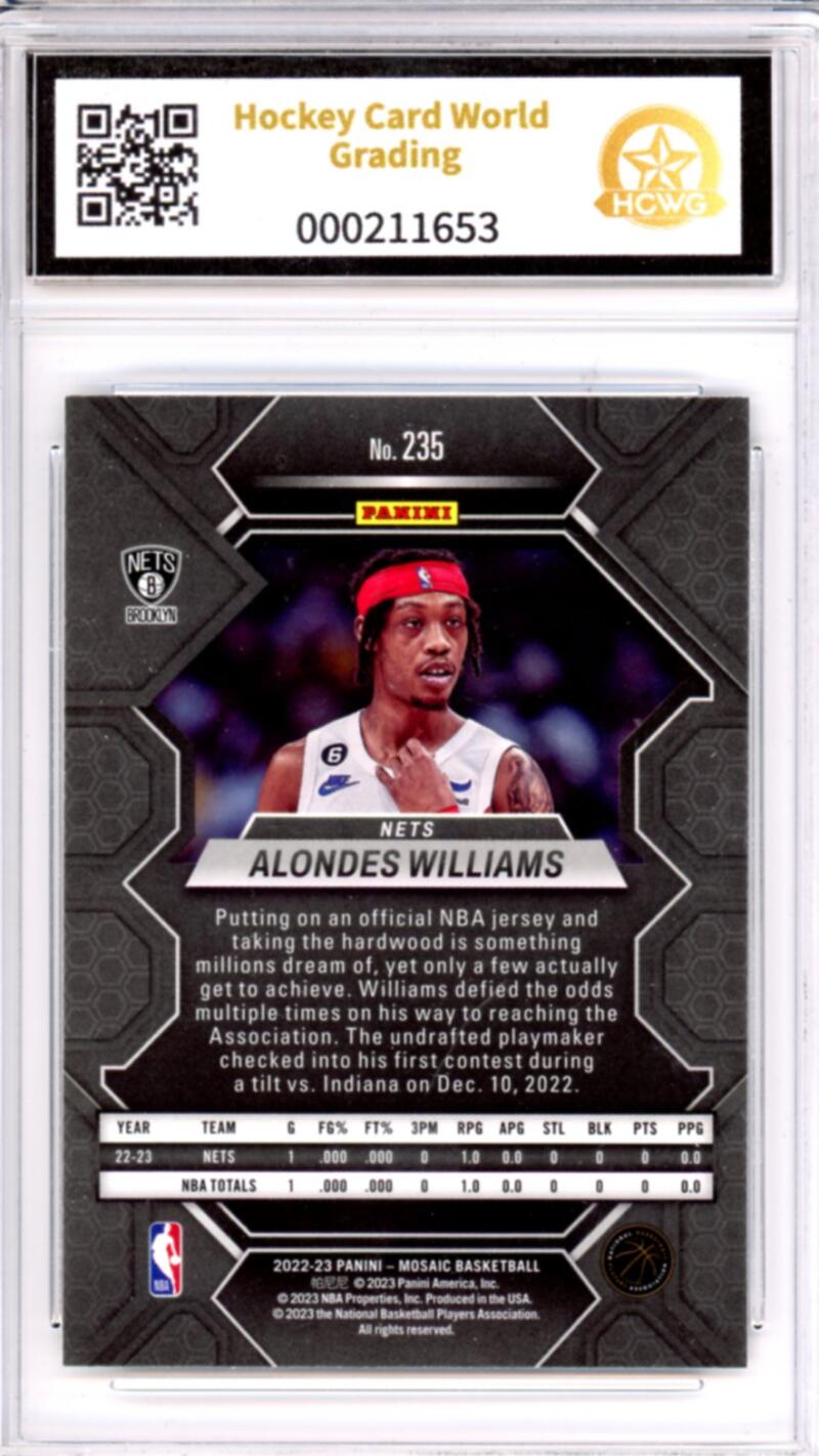 2022-23 Panini Mosaic #235 Alondes Williams Basketball Rookie RC HCWG 9   Image 2
