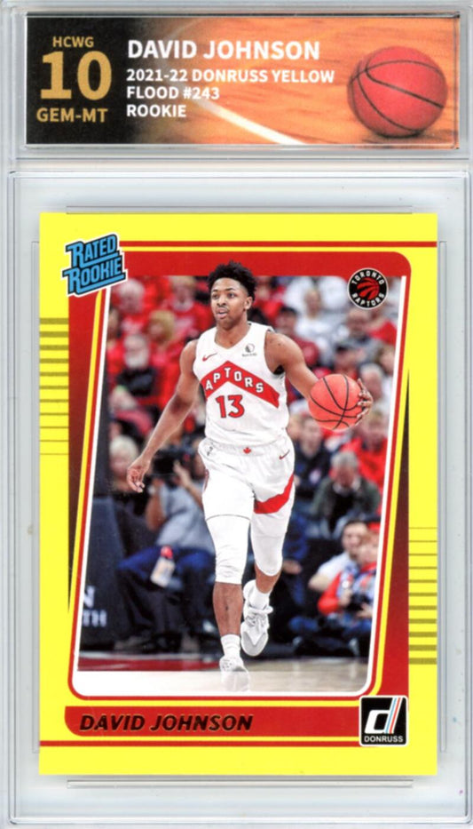 2021-22 Donruss Yellow Flood #243 David Johnson Basketball Rookie RC HCWG 10 Image 1