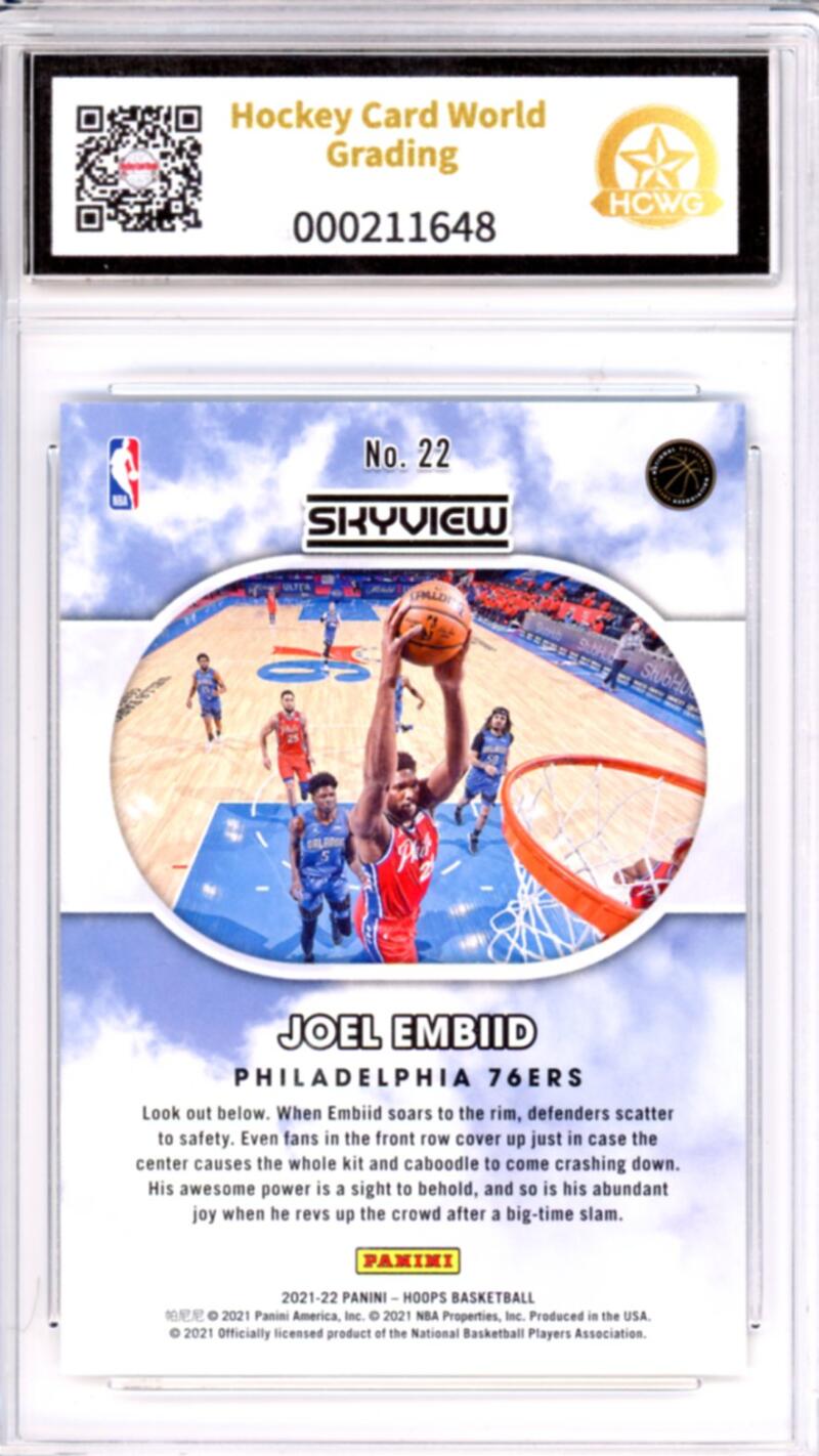 2021-22 Panini Hoops Skyview #22 Joel Embiid Basketball Rookie RC HCWG 10 Image 2