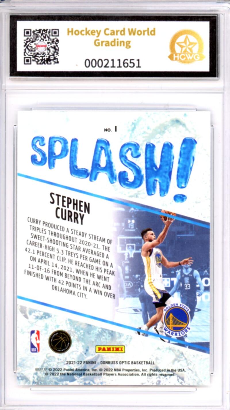 2021-22 Donruss Optic Splash! #1 Stephen Curry Basketball Rookie RC HCWG 9 Image 2