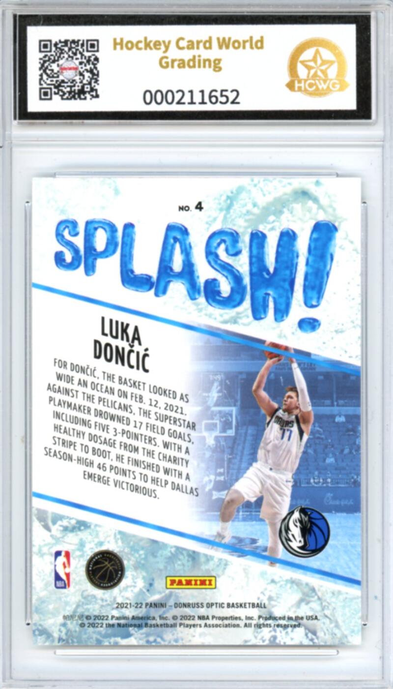 2021-22 Donruss Optic Splash! #4 Luka Doncic Basketball Rookie RC HCWG 9 Image 2