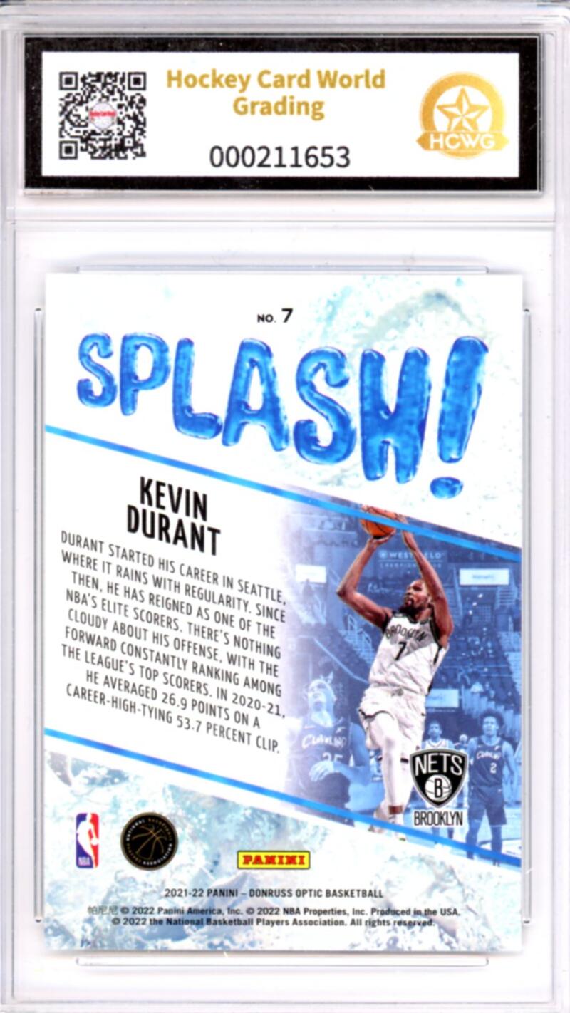 2021-22 Donruss Optic Splash! #7 Kevin Durant Basketball Rookie RC HCWG 9 Image 2