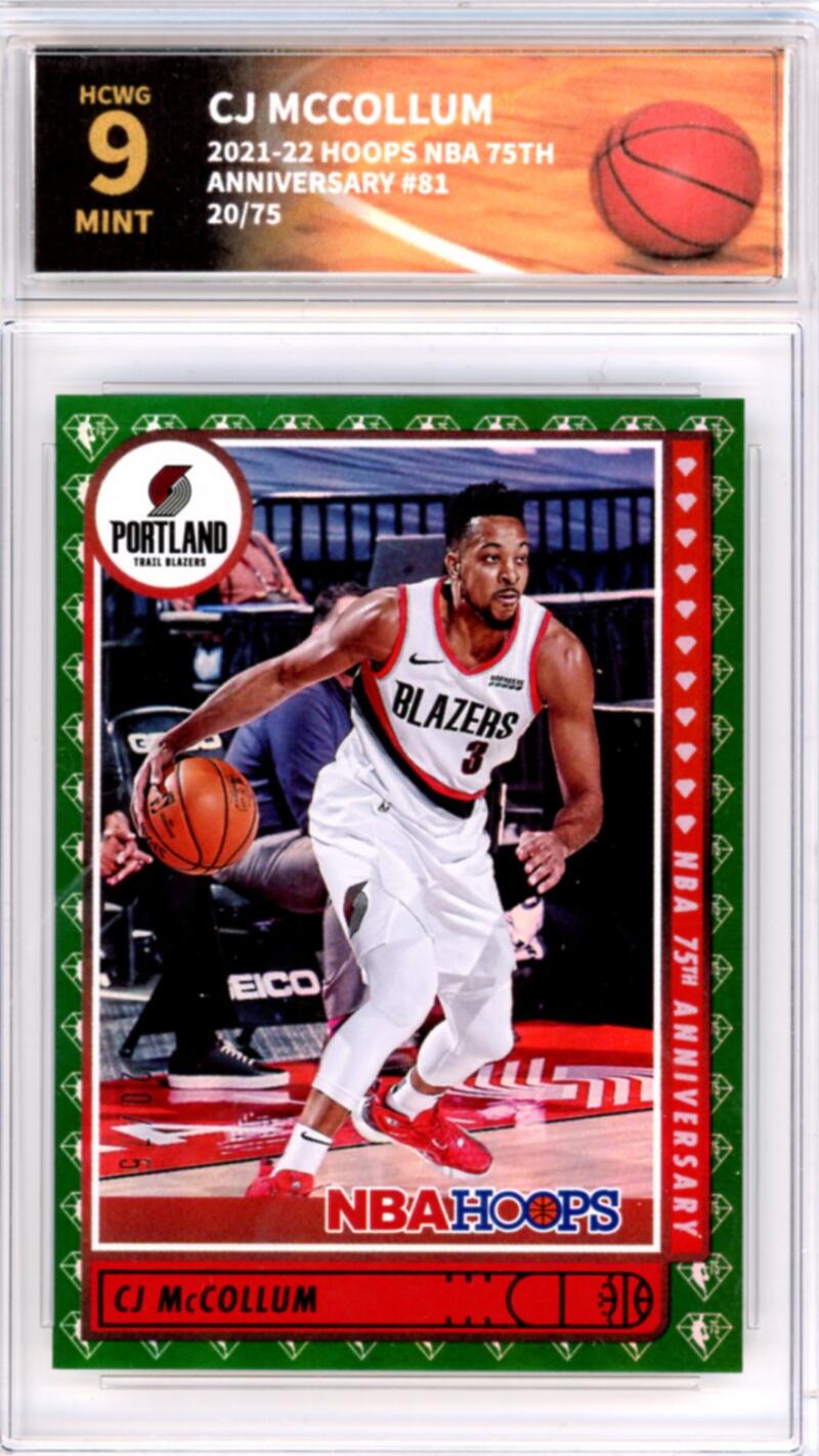 2021-22 Hoops NBA 75th Anniversary #81 CJ McCollum 20/75 Basketball HCWG 9 Image 1