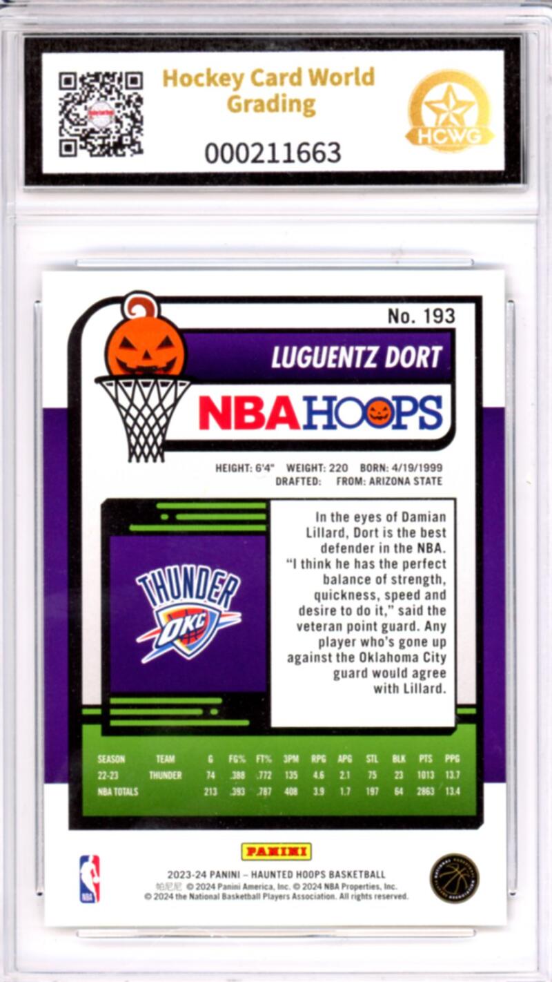 2023-24 Hoops Haunted Hoops Holo Candy #193 Luguentz Dort Basketball HCWG 10 Image 2
