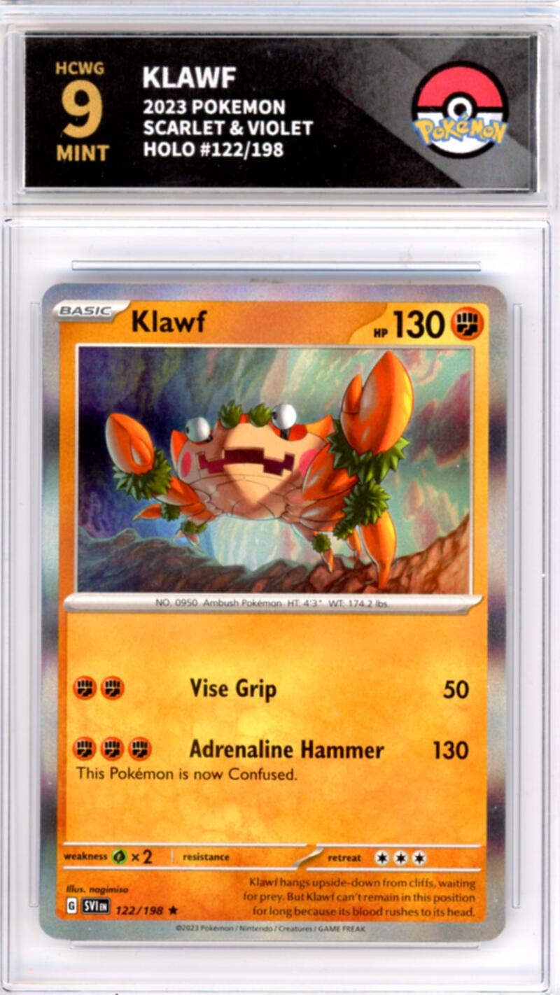 2023 Pokemon Scarlet and Violet #122/198 Klawf Holo Graded HCWG 9 Image 1