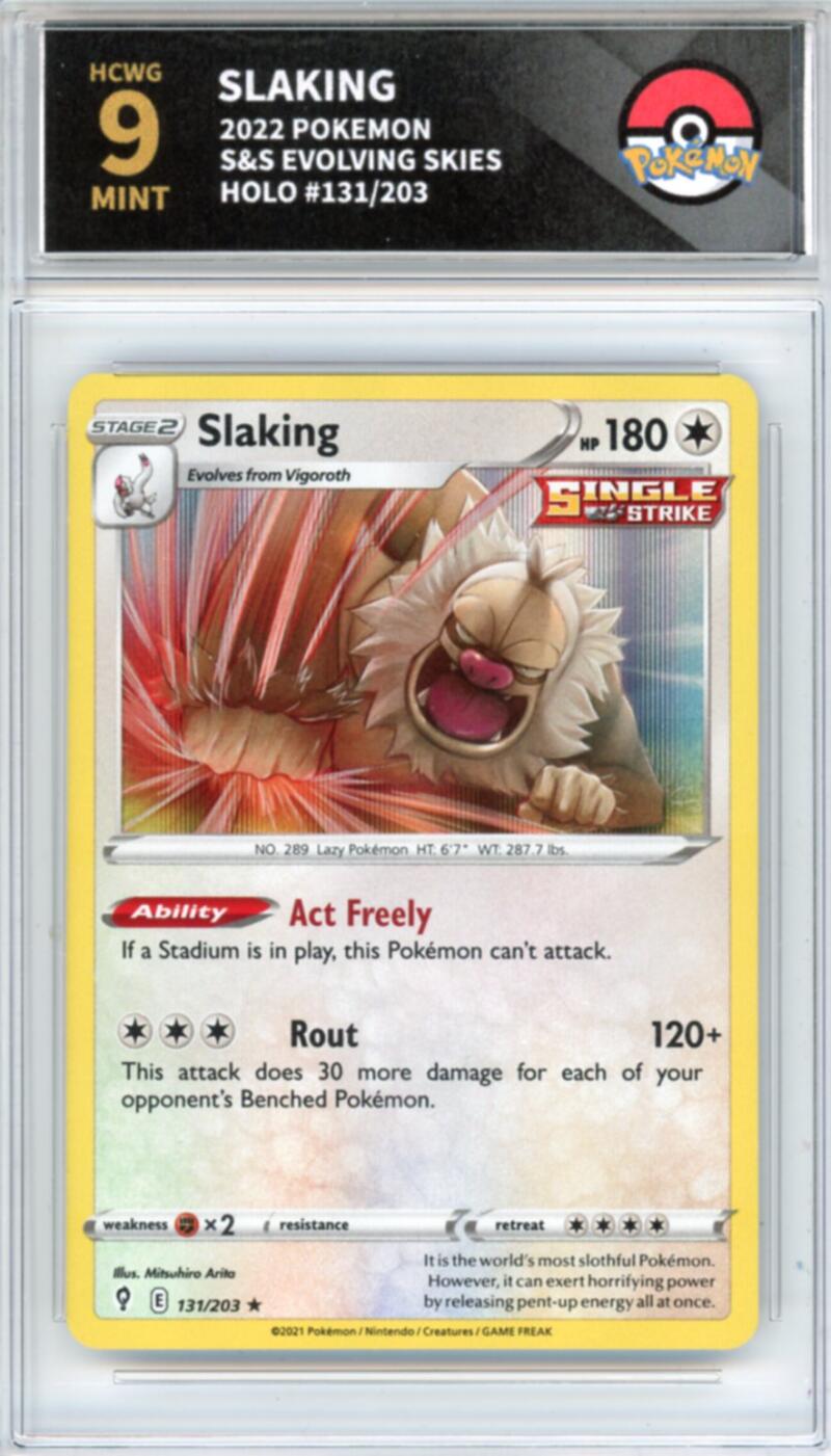 2022 Pokemon Evolving Skies #131/203 Slaking Holo Graded HCWG 9 Image 1