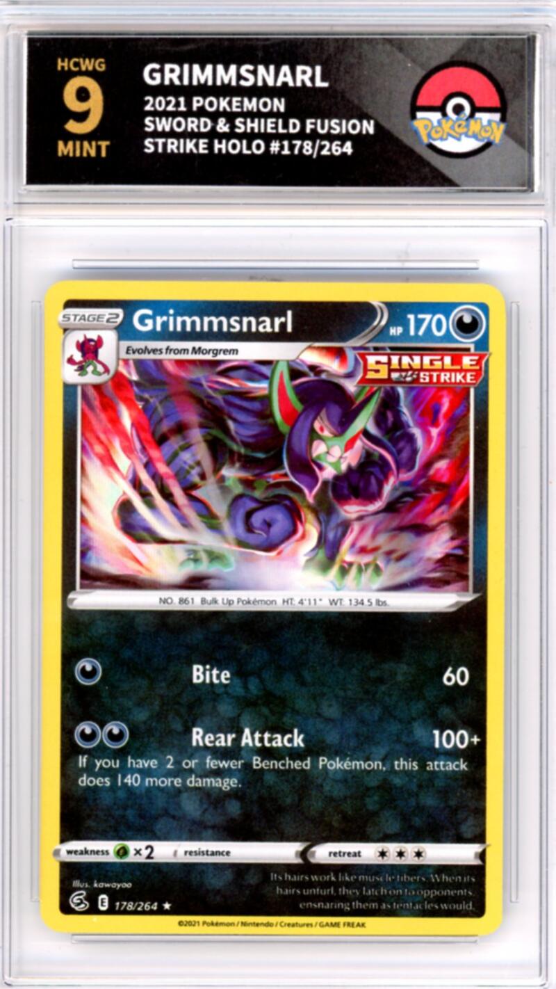 2021 Pokemon Fusion Strike #178/264 Grimmsnarl Holo Graded HCWG 9 Image 1