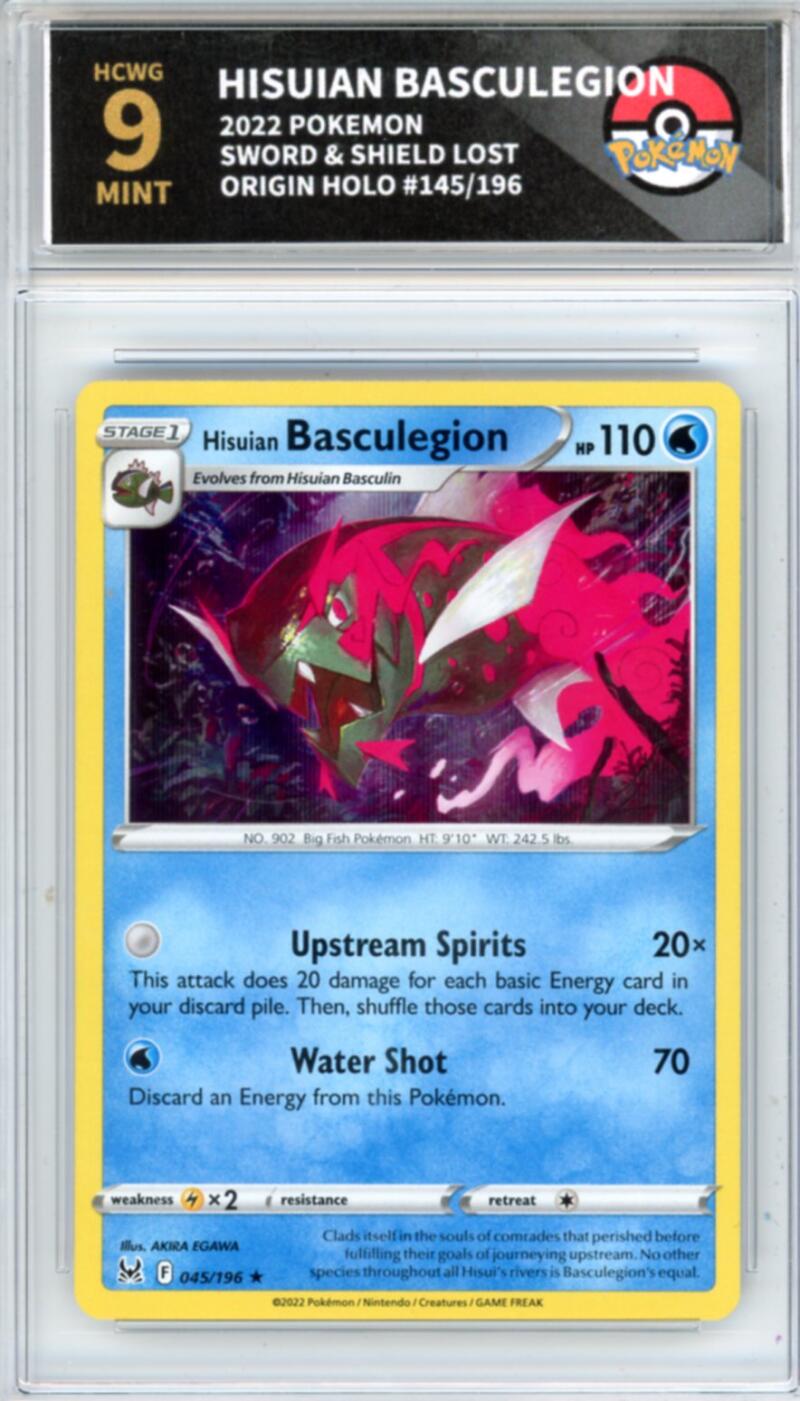 2022 Pokemon Lost Origin #145/196 Hisuian Basculegion Holo Graded HCWG 9 Image 1