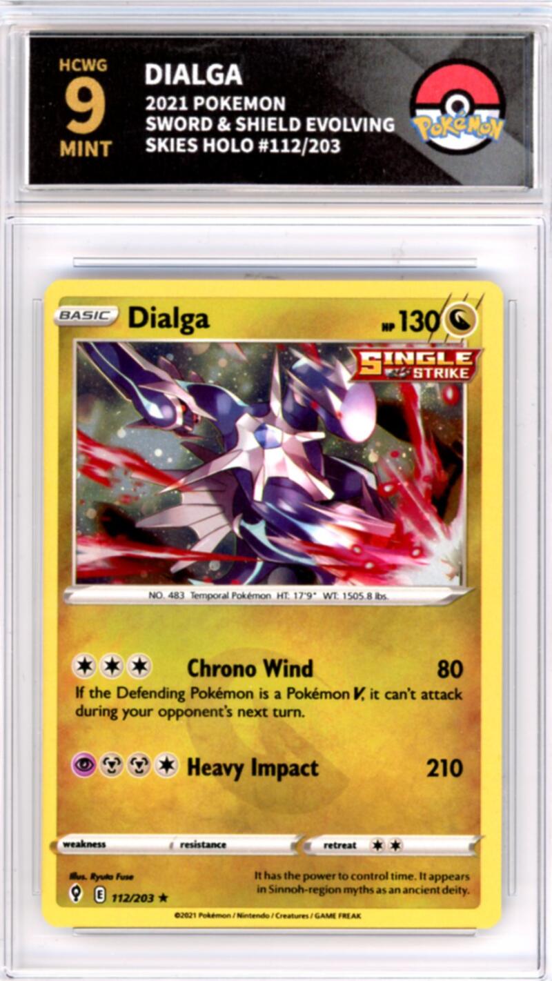 2021 Pokemon Evolving Skies #112/203 Dialga Holo Graded HCWG 9 Image 1