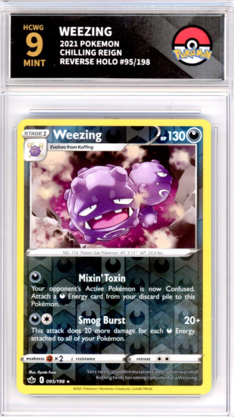2021 Pokemon Chilling Reign #95/198 Weezing Reverse Holo Graded HCWG 9 Image 1