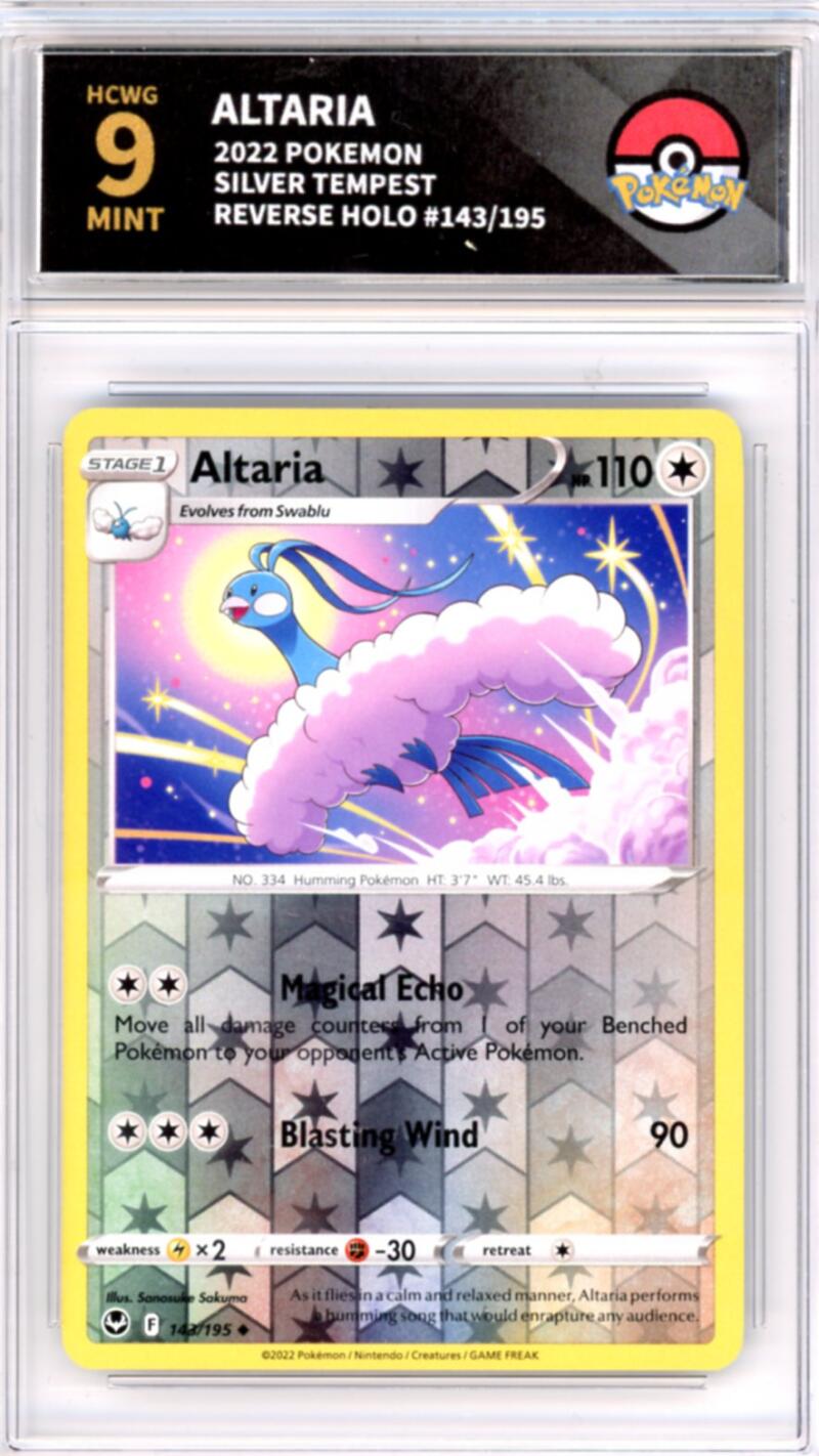 2022 Pokemon Silver Tempest #143/195 Altaria Reverse Holo Graded HCWG 9 Image 1