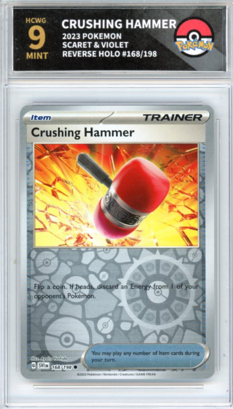 2023 Pokemon Scarlet Violet #168/198 Crushing Hammer Reverse Holo Graded HCWG 9 Image 1