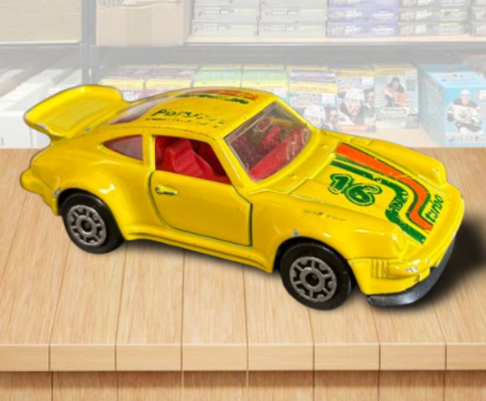 1980s Majorette Porsche Turbo Yellow Diecast Vintage Toy Car Made in France Image 1