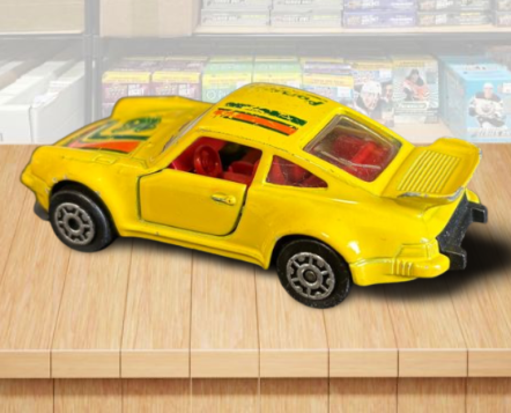 1980s Majorette Porsche Turbo Yellow Diecast Vintage Toy Car Made in France Image 2