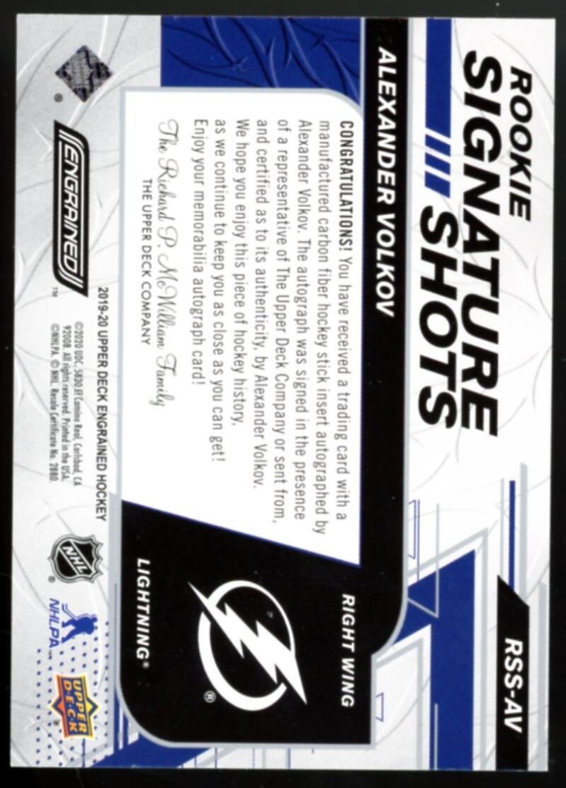 2019-20 Upper Deck Engrained Rookie Signature Shots Alexander Volkov /249 V103115 Image 2