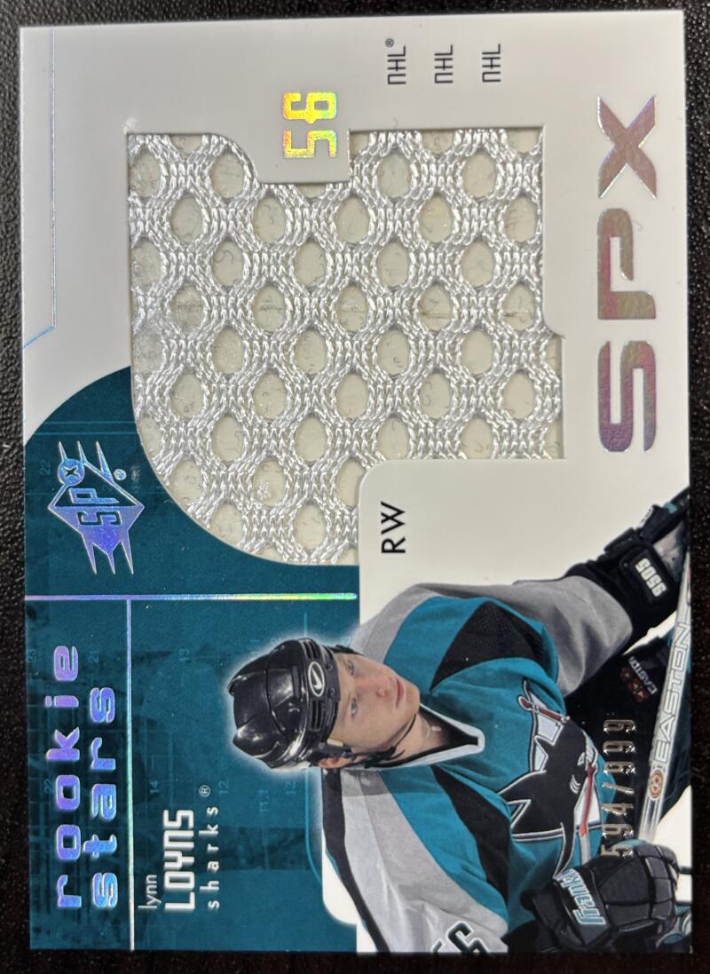 2002-03 Upper Deck SPx #170 Lynn Loyns 594/999 Jersey Rookie RC  V103117 Image 1