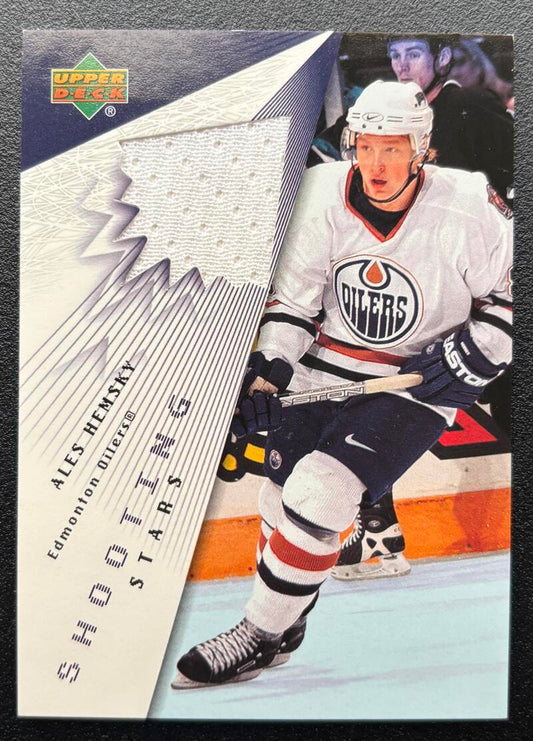 2003-04 Upper Deck Shooting Stars #STAH Ales Hemsky Jersey V103135 Image 1