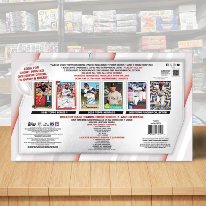 2025 Topps & Heritage Baseball Flagship Collection Sealed Box 15 Packs +Oversize Image 2