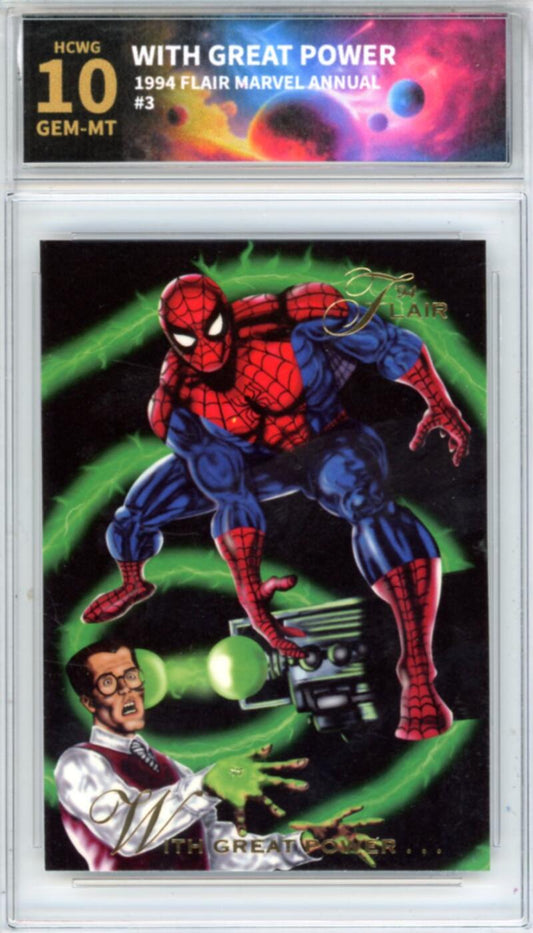 1994 Flair Marvel Annual #3 With Great Power Graded Gem-Mint HCWG 10 Image 1