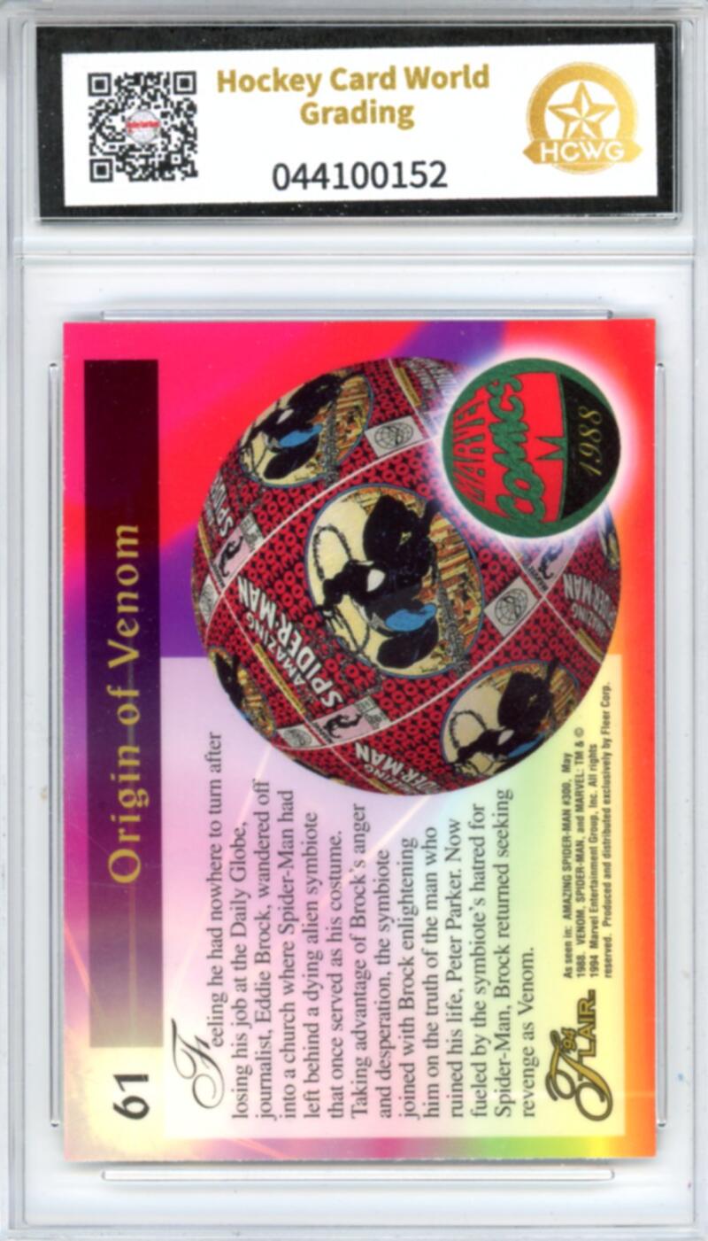 1994 Flair Marvel Annual #41 Venom Graded Mint HCWG 9 Image 2