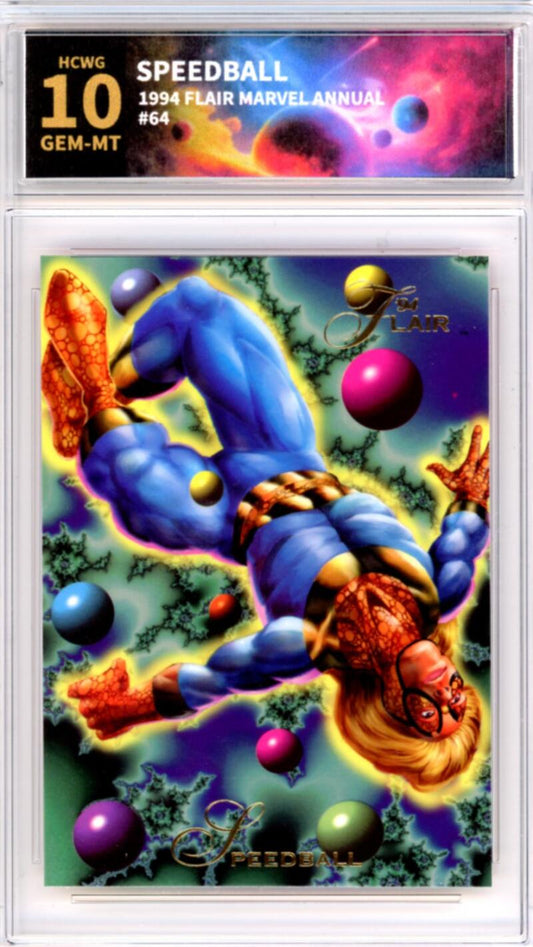 1994 Flair Marvel Annual #64 Speedball Graded Gem-Mint HCWG 10 Image 1