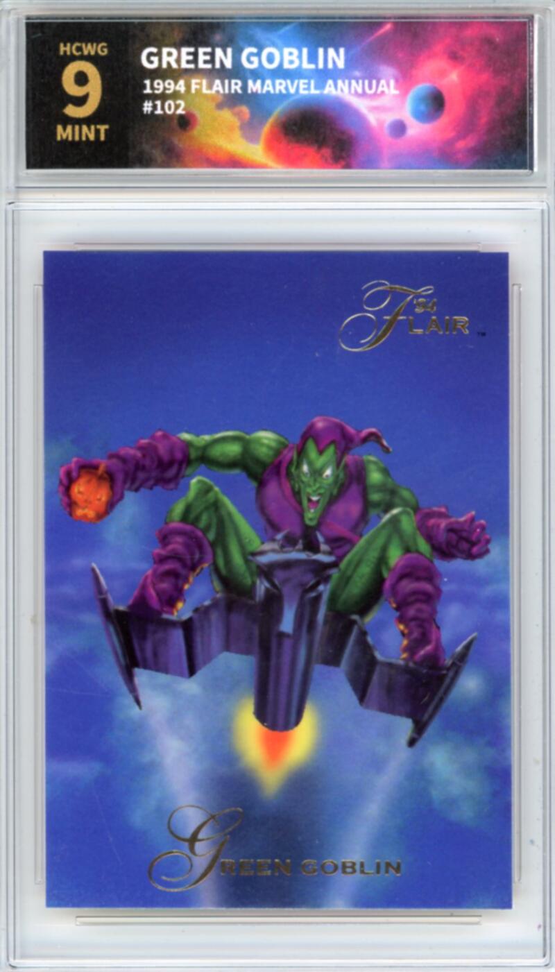 1994 Flair Marvel Annual #102 Green Goblin Graded Mint HCWG 9 Image 1
