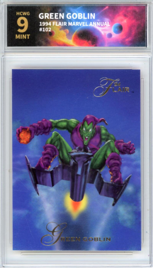 1994 Flair Marvel Annual #102 Green Goblin Graded Mint HCWG 9 Image 1